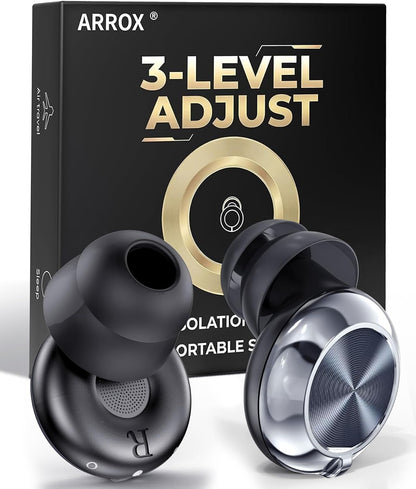 Adjustable Ear Plugs for Sleeping, 3 Noise Relief Modes (13-45 Db), Double-Layer Ultra-Soft Silicone Earplugs, Reusable Ear Plugs for Concerts, Deep Focus, Side Sleepers & Travel, 4 Size Eartips